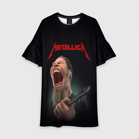 Детское платье 3D с принтом James Alan Hetfield | METALLICA (Z) в Курске, 100% полиэстер | прямой силуэт, чуть расширенный к низу. Круглая горловина, на рукавах — воланы | james alan hetfield | kurt kobein | metallica | rock | джеймс хэтфилд | курт кобейн | металика | металлика | рок | супер звезда