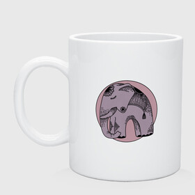Кружка керамическая с принтом Розовый слон в Курске, керамика | объем — 330 мл, диаметр — 80 мм. Принт наносится на бока кружки, можно сделать два разных изображения | Тематика изображения на принте: гравюра | графика | животные | природа | розовый | слон
