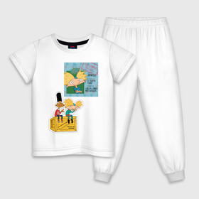 Детская пижама хлопок с принтом HEY ARNOLD! II в Курске, 100% хлопок |  брюки и футболка прямого кроя, без карманов, на брюках мягкая резинка на поясе и по низу штанин
 | animation | kids | school | мультфильмы | приключения | школа