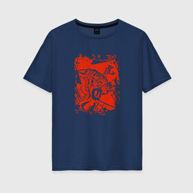 Женская футболка хлопок Oversize с принтом Tiger Japanese style в Курске, 100% хлопок | свободный крой, круглый ворот, спущенный рукав, длина до линии бедер
 | tiger | животные | звери | злой | кошка | оскал | тигр | хищник