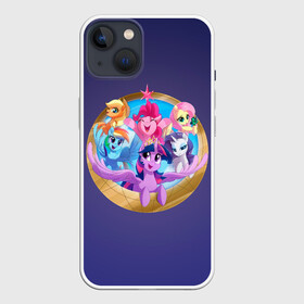 Чехол для iPhone 13 с принтом Pony team в Курске,  |  | my little pony | весёлая пинки пай | добрая флаттершайн | дружба это чудо | единорог | единороги | май литл пони | мульт | мультфильм | радуга дэш | селестия | спайк | сумеречная искорка | честная эплджек