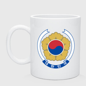 Кружка керамическая с принтом Корея | Корейский герб в Курске, керамика | объем — 330 мл, диаметр — 80 мм. Принт наносится на бока кружки, можно сделать два разных изображения | буква | герб | знак | иероглифы | корейский | корейский герб | корейский флаг | корея | символ | символы | флаг | флаг кореи | эмблема | эмблемма