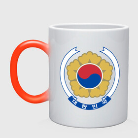Кружка хамелеон с принтом Корея | Корейский герб в Курске, керамика | меняет цвет при нагревании, емкость 330 мл | буква | герб | знак | иероглифы | корейский | корейский герб | корейский флаг | корея | символ | символы | флаг | флаг кореи | эмблема | эмблемма