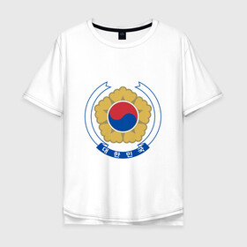Мужская футболка хлопок Oversize с принтом Корея | Корейский герб в Курске, 100% хлопок | свободный крой, круглый ворот, “спинка” длиннее передней части | буква | герб | знак | иероглифы | корейский | корейский герб | корейский флаг | корея | символ | символы | флаг | флаг кореи | эмблема | эмблемма