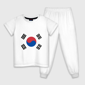 Детская пижама хлопок с принтом Корея | Корейский флаг в Курске, 100% хлопок |  брюки и футболка прямого кроя, без карманов, на брюках мягкая резинка на поясе и по низу штанин
 | буква | герб | знак | иероглифы | корейский | корейский флаг | корея | символ | символы | флаг | флаг кореи | эмблема | эмблемма