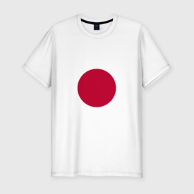 Мужская футболка хлопок Slim с принтом Япония | Японский флаг в Курске, 92% хлопок, 8% лайкра | приталенный силуэт, круглый вырез ворота, длина до линии бедра, короткий рукав | буква | герб | знак | печать императора | символ | символы | флаг | флаг японии | эмблема | эмблемма | япония | японский флаг