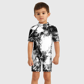 Детский купальный костюм 3D с принтом Абстракция в Курске, Полиэстер 85%, Спандекс 15% | застежка на молнии на спине | абстракция | безумие | вихрь | мазки | черное белое