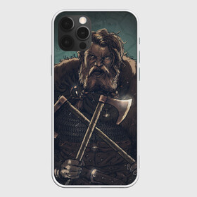 Чехол для iPhone 12 Pro Max с принтом Викинг в Курске, Силикон |  | бородач | викинг | воин | воин с топорами | рисунок | топоры