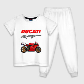 Детская пижама хлопок с принтом DUCATI / ДУКАТИ / MOTOSPORT в Курске, 100% хлопок |  брюки и футболка прямого кроя, без карманов, на брюках мягкая резинка на поясе и по низу штанин
 | Тематика изображения на принте: ducati | motorcycle | motosport | racing | speed | sport | байк. | гонки | двигатель | дукати | мото | мотокросс | мотоспорт | мототриал | мотоцикл | скорость | спорт