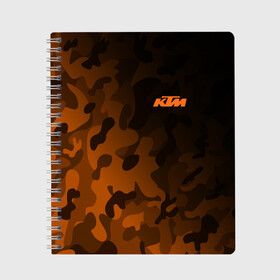 Тетрадь с принтом KTM | КТМ CAMO RACING в Курске, 100% бумага | 48 листов, плотность листов — 60 г/м2, плотность картонной обложки — 250 г/м2. Листы скреплены сбоку удобной пружинной спиралью. Уголки страниц и обложки скругленные. Цвет линий — светло-серый
 | Тематика изображения на принте: enduro | ktm | moto | moto sport | motocycle | orange | sportmotorcycle | ктм | мото | мото спорт | мотоспорт | оранжевый | спорт мото