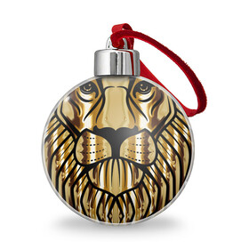 Ёлочный шар с принтом Лев в Курске, Пластик | Диаметр: 77 мм | lion | лев | тигр | футболка