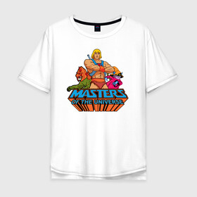 Мужская футболка хлопок Oversize с принтом Masters of the Universe в Курске, 100% хлопок | свободный крой, круглый ворот, “спинка” длиннее передней части | Тематика изображения на принте: battle cat | he man | masters of the universe | masters of the universe revelation | orko | prince adam | боевой кот | властелины вселенной | властелины вселенной откровение | кринджер | орко | подлиза | принц адам | хи мен | хи мэн