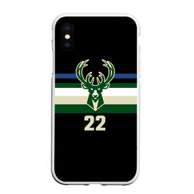 Чехол для iPhone XS Max матовый с принтом Milwaukee Bucks форма. Крис Миддлтон в Курске, Силикон | Область печати: задняя сторона чехла, без боковых панелей | 22 | basketball | edition | khris | middleton | milwaukee bucks | sport | statement | бакс | баскетбол | крис | миддлтон | милуоки | спорт | форма