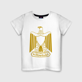 Детская футболка хлопок с принтом Египет | Египетский герб в Курске, 100% хлопок | круглый вырез горловины, полуприлегающий силуэт, длина до линии бедер | буква | герб | герб египта | египет | египетский герб | знак | иероглифы | символ | символы | флаг | эмблема | эмблемма