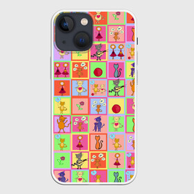 Чехол для iPhone 13 mini с принтом Хороший день в Курске,  |  | девочки | дружба | котики | разноцветный | рыбка | счастье | узор | цветочный | шарики