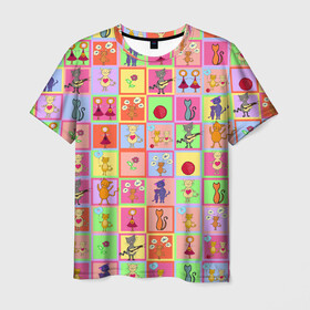 Мужская футболка 3D с принтом Хороший день в Курске, 100% полиэфир | прямой крой, круглый вырез горловины, длина до линии бедер | Тематика изображения на принте: девочки | дружба | котики | разноцветный | рыбка | счастье | узор | цветочный | шарики