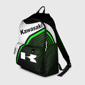 Рюкзак 3D с принтом KAWASAKI / КАВАСАКИ / SPORT в Курске, 100% полиэстер | лямки с регулируемой длиной, сверху петелька, чтобы рюкзак можно было повесить на вешалку. Основное отделение закрывается на молнию, как и внешний карман. Внутри два дополнительных кармана, один из которых закрывается на молнию. По бокам два дополнительных кармашка | Тематика изображения на принте: kawasaki | motorcycle | motosport | racing | speed | sport | байк. | гонки | двигатель | кавасаки | мото | мотокросс | мотоспорт | мототриал | мотоцикл | скорость | спорт