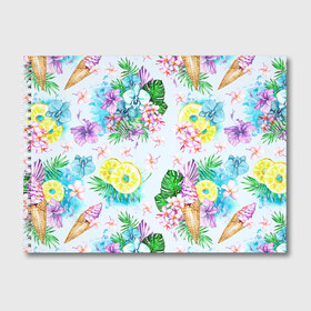 Альбом для рисования с принтом Тропические цветы и фрукты в Курске, 100% бумага
 | матовая бумага, плотность 200 мг. | ананас | ананасы | букеты | монстера | мороженое | орхидеи | отдых | пляжные | тропики | фрукты | цветочки | цветы | юг | южные