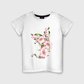 Детская футболка хлопок с принтом Прекрасные лилии в Курске, 100% хлопок | круглый вырез горловины, полуприлегающий силуэт, длина до линии бедер | Тематика изображения на принте: лилии | прекрасные лилии | растения | розовые цветы | цветы