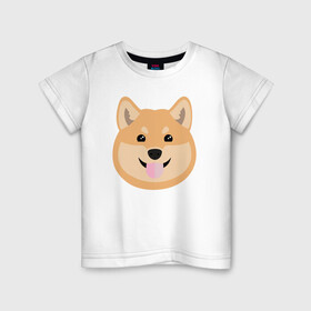 Детская футболка хлопок с принтом Shiba art в Курске, 100% хлопок | круглый вырез горловины, полуприлегающий силуэт, длина до линии бедер | akita | art | dog | inu | shiba | акита | арт | ину | сиба | собака | шиба