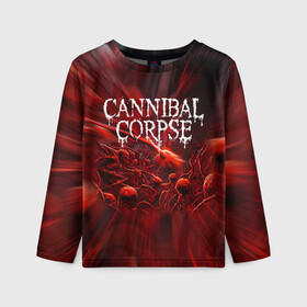 Детский лонгслив 3D с принтом Blood Cannibal Corpse | Труп Каннибала (Z) в Курске, 100% полиэстер | длинные рукава, круглый вырез горловины, полуприлегающий силуэт
 | Тематика изображения на принте: cannibal | cannibal corpse | corpse | death metal | deathgrind | алекс уэбстер | брутальный дэт метал | дэт метал | дэтграйнд | пол мазуркевич | роб барретт | труп каннибала