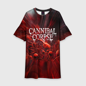 Детское платье 3D с принтом Blood Cannibal Corpse | Труп Каннибала (Z) в Курске, 100% полиэстер | прямой силуэт, чуть расширенный к низу. Круглая горловина, на рукавах — воланы | Тематика изображения на принте: cannibal | cannibal corpse | corpse | death metal | deathgrind | алекс уэбстер | брутальный дэт метал | дэт метал | дэтграйнд | пол мазуркевич | роб барретт | труп каннибала