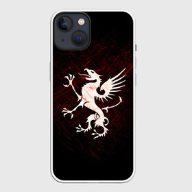 Чехол для iPhone 13 с принтом Грифон в Курске,  |  | griffin | red paint | white griffin | белый грифон | грифон | красная краска