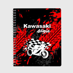 Тетрадь с принтом KAWASAKI NINJA / КАВАСАКИ в Курске, 100% бумага | 48 листов, плотность листов — 60 г/м2, плотность картонной обложки — 250 г/м2. Листы скреплены сбоку удобной пружинной спиралью. Уголки страниц и обложки скругленные. Цвет линий — светло-серый
 | kawasaki | motorcycle | motosport | ninja | racing | speed | sport | байк | гонки | двигатель | кавасаки | мото | мотокросс | мотоспорт | мототриал | мотоцикл | нинзя. | скорость | спорт
