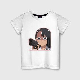Детская футболка хлопок с принтом Нагаторо в Курске, 100% хлопок | круглый вырез горловины, полуприлегающий силуэт, длина до линии бедер | anime | nagatoro | аниме | мем | нагаторо
