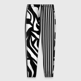 Мужские брюки 3D с принтом Зебрик в Курске, 100% полиэстер | манжеты по низу, эластичный пояс регулируется шнурком, по бокам два кармана без застежек, внутренняя часть кармана из мелкой сетки | абстракция | геометрия | полоса | полоска | полосы | черно белое | черный