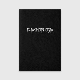 Обложка для паспорта матовая кожа с принтом Phasmophobia logo в Курске, натуральная матовая кожа | размер 19,3 х 13,7 см; прозрачные пластиковые крепления | horror | phasmophobia | игра | пхасмафобия | пхасмофобия | фазмофобия | фасмофобия | хоррор