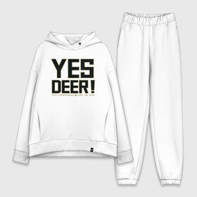 Женский костюм хлопок Oversize с принтом Yes Deer в Курске,  |  | Тематика изображения на принте: antetokounmpo | basketball | bucks | giannis | milwaukee | mvp | nba | sport | streetball | адетокумбо | бакс | баскетбол | игра | милуоки | мяч | нба | олень | спорт | стритбол | тренер | чемпион | янис