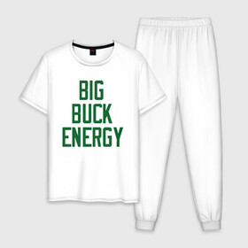 Мужская пижама хлопок с принтом Big Buck Energy в Курске, 100% хлопок | брюки и футболка прямого кроя, без карманов, на брюках мягкая резинка на поясе и по низу штанин
 | antetokounmpo | basketball | bucks | giannis | milwaukee | mvp | nba | sport | streetball | адетокумбо | бакс | баскетбол | игра | милуоки | мяч | нба | олень | спорт | стритбол | тренер | чемпион | янис