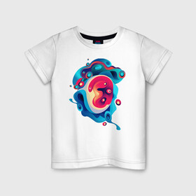 Детская футболка хлопок с принтом Зарождение жизни в Курске, 100% хлопок | круглый вырез горловины, полуприлегающий силуэт, длина до линии бедер | abstractio | абстракция | абстрогирование | кривые | неопознанное | пятно | эмбрион