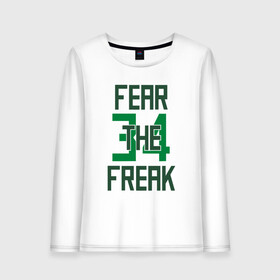 Женский лонгслив хлопок с принтом Fear The Freak 34 в Курске, 100% хлопок |  | antetokounmpo | basketball | bucks | giannis | milwaukee | mvp | nba | sport | streetball | адетокумбо | бакс | баскетбол | игра | милуоки | мяч | нба | олень | спорт | стритбол | тренер | чемпион | янис