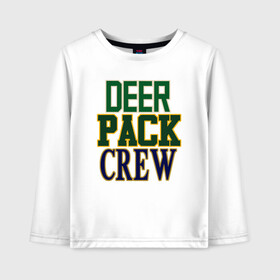 Детский лонгслив хлопок с принтом Deer Pack Crew в Курске, 100% хлопок | круглый вырез горловины, полуприлегающий силуэт, длина до линии бедер | antetokounmpo | basketball | bucks | giannis | milwaukee | mvp | nba | sport | streetball | адетокумбо | бакс | баскетбол | игра | милуоки | мяч | нба | олень | спорт | стритбол | тренер | чемпион | янис