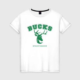 Женская футболка хлопок с принтом Bucks - Champions в Курске, 100% хлопок | прямой крой, круглый вырез горловины, длина до линии бедер, слегка спущенное плечо | Тематика изображения на принте: antetokounmpo | basketball | bucks | giannis | milwaukee | mvp | nba | sport | streetball | адетокумбо | бакс | баскетбол | игра | милуоки | мяч | нба | олень | спорт | стритбол | тренер | чемпион | янис