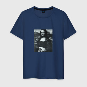 Мужская футболка хлопок с принтом Дали Мона Лиза в Курске, 100% хлопок | прямой крой, круглый вырез горловины, длина до линии бедер, слегка спущенное плечо. | Тематика изображения на принте: да винчи | дали | джаконда | искусство | картина | мона лиза | потртрет | художник