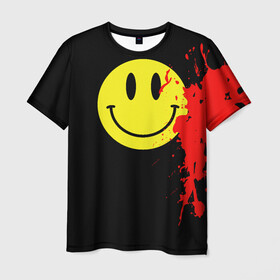 Мужская футболка 3D с принтом Смайл в Курске, 100% полиэфир | прямой крой, круглый вырез горловины, длина до линии бедер | кровь | крутые | молодежные | смайл | смайлики | стильные | тренды | улыбка