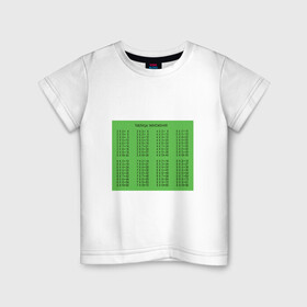 Детская футболка хлопок с принтом Таблица Умножения! в Курске, 100% хлопок | круглый вырез горловины, полуприлегающий силуэт, длина до линии бедер | арифметика | ботану | математика | таблица | тетрадь | умножение | универ. | уроки | учителю