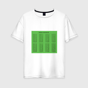 Женская футболка хлопок Oversize с принтом Таблица Умножения! в Курске, 100% хлопок | свободный крой, круглый ворот, спущенный рукав, длина до линии бедер
 | арифметика | ботану | математика | таблица | тетрадь | умножение | универ. | уроки | учителю