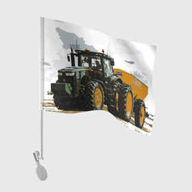 Флаг для автомобиля с принтом JOHN DEERE I Джон Дир! в Курске, 100% полиэстер | Размер: 30*21 см | john deere | агроном | джон дир | земля | природа | работяга. | сельскохозяйственная техника | трактор | тракторист | труд