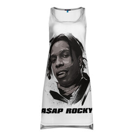 Платье-майка 3D с принтом АСАП | ASAP ROCKY (Z) в Курске, 100% полиэстер | полуприлегающий силуэт, широкие бретели, круглый вырез горловины, удлиненный подол сзади. | america | asap | asap rocky | black rap | music | rap | raper | testing | usa | америка | асап | асап роки | зарубежная музыка | музыка | музыкант | реп | репер | сша | тестин | черный реп