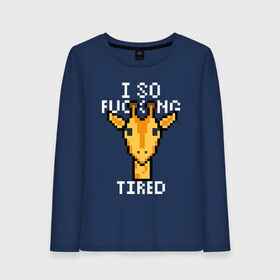 Женский лонгслив хлопок с принтом Tired Giraffe в Курске, 100% хлопок |  | animal | censored | giraffe | pixel art | tired | животное | жираф | пиксель арт | усталый