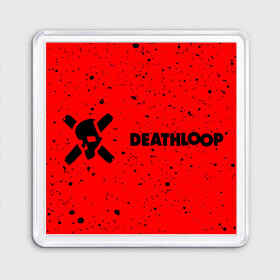 Магнит 55*55 с принтом Deathloop - Skull - Paint в Курске, Пластик | Размер: 65*65 мм; Размер печати: 55*55 мм | death | deathloop | game | games | loop | paint | skull | брызги | дэслуп | дэт | дэтлуп | знак | игра | игры | краска | лого | луп | мертвая | пелтя | символ