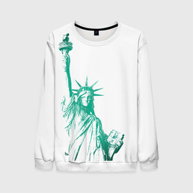 Мужской свитшот 3D с принтом Статуя Свободы в Курске, 100% полиэстер с мягким внутренним слоем | круглый вырез горловины, мягкая резинка на манжетах и поясе, свободная посадка по фигуре | америка | нью йорк | свобода | статуя свободы | сша