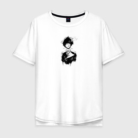 Мужская футболка хлопок Oversize с принтом Спайк черно-белое в Курске, 100% хлопок | свободный крой, круглый ворот, “спинка” длиннее передней части | аниме | надписи | спайк | спокойствие | черно белое