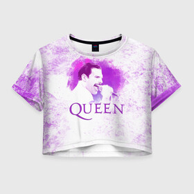 Женская футболка Crop-top 3D с принтом Freddie Mercury | Queen (Z) в Курске, 100% полиэстер | круглая горловина, длина футболки до линии талии, рукава с отворотами | freddie mercury | music | queen | брайан мэй | глэм рок | джон дикон | квин | королева | музыка | поп рок | роджер тейлор | фредди меркьюри | хард рок