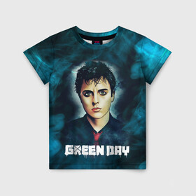 Детская футболка 3D с принтом Billie | GreenDay | ГринДай (Z) в Курске, 100% гипоаллергенный полиэфир | прямой крой, круглый вырез горловины, длина до линии бедер, чуть спущенное плечо, ткань немного тянется | Тематика изображения на принте: billie joe armstrong | greenday | rock | альтернативный | билли джо армстронг | гриндей | зеленый день | майк дёрнт | музыка | панк рок | поп панк | рок | тре кул