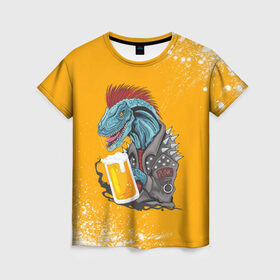 Женская футболка 3D с принтом Пивозавр - Взрыв в Курске, 100% полиэфир ( синтетическое хлопкоподобное полотно) | прямой крой, круглый вырез горловины, длина до линии бедер | dinosaur | pivo | pivozavr | взрыв | динозавр | краска | прикол
